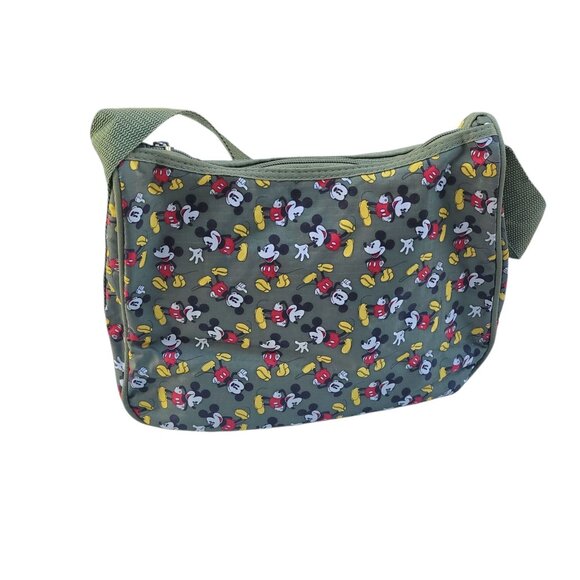 Disney Mickey Mouse Shoulder Bag Green Insulated Zipper - Picture 5 of 10